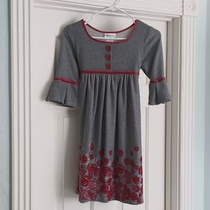 Girl's grey and pink floral dress